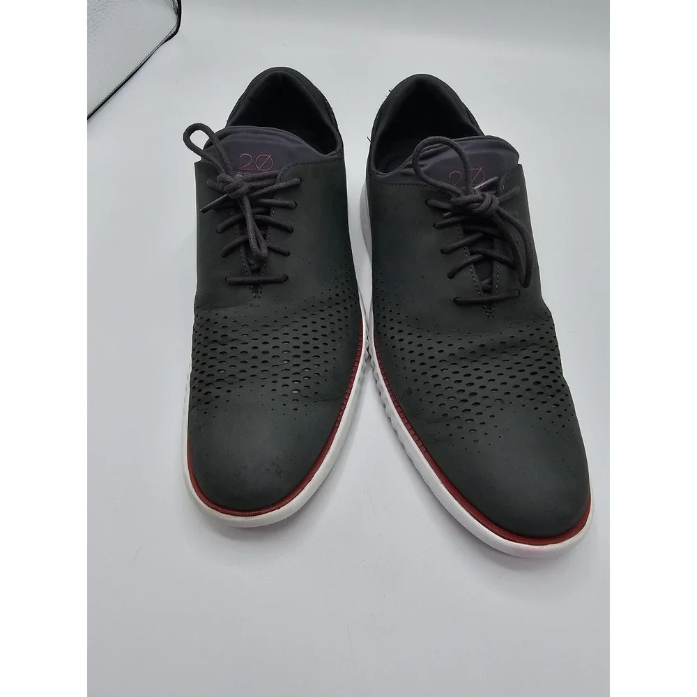 Cole Haan Men's 11.5 Zerogrand Laser Wing Oxford Gray/Green Red Pinstripe C26036